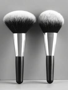 2 Pennelli trucco portatili a doppia testina - 1 Pennello per cipria + 1 Pennello per blush, strumenti di bellezza adatti per i viaggi