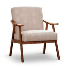 Modern Large Velvet Fabric Accent Chair With Soild Wood Legs,Camel PU - 駝色PU - 查看 5