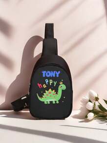 Customized Backpack And Small Shoulder Bag, Back-To-School Gift, Dinosaur-Themed, Colorful. Print Personalized Name Or Holiday Greetings. Create Your Own Backpack. This New Features A Nylon Zipper Design, Casual Versatile