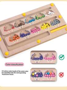 Wooden Magnetic Mushroom Maze, Wooden Color Classification Maze, Montessori Color And Number Classification Board, Montessori Fine Motor Skills Toys, Magnetic Toys, Magnetic Games, Suitable For Children Aged 3+
