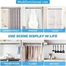 Adjustable Tension Curtain Rod 30 To 64 Inches, Spring Curtain Rod For Windows Tension Rod No Drill, Spring Tension Curtain Rod For Window, Bathroom, Doorway, Black - Black - View 7