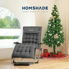 XXL Zero Gravity Chair With Cushion, 33In Oversized Zero Gravity Lounge Chair, Patio Outdoor Recliner Chair For Indoor Outdoor With Headrest, Cup Holder, Footrest Support 500Lbs, Grey - Grey - View 10