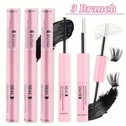 [72-Hour Long-Lasting Adhesive] 1/2/3 Pack Hypoallergenic 2-In-1 Eyelash Glue & Setting Liquid | 72-Hour Long-Lasting Adhesive, Latex-Free, Waterproof | Suitable For DIY Cluster Lashes, Homemade False Lashes Makeup Tools | Mixed Black Eyelash Extension Glue