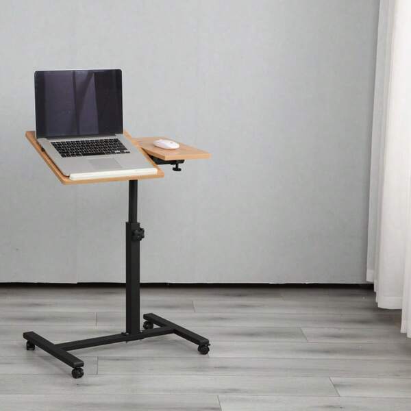 Beistelltisch Mit Rollen, Höhenverstellbarer Pflegetisch, Computertisch, Laptoptisch, PC Tisch für Büro, Betttisch Pflegebett, Schreibtisch (Holz 60.34.5.58/90cm)