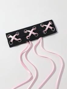 1件装时尚朋克风发带，哥特式蝴蝶结柔软防滑弹力镂空设计，适合沙滩/度假、瑜伽运动等多种场合，百搭日常时尚发饰，经典发带，秋冬度假装扮必备，优雅围巾/头巾，柔软头巾 - 交叉飄帶 - 查看 2