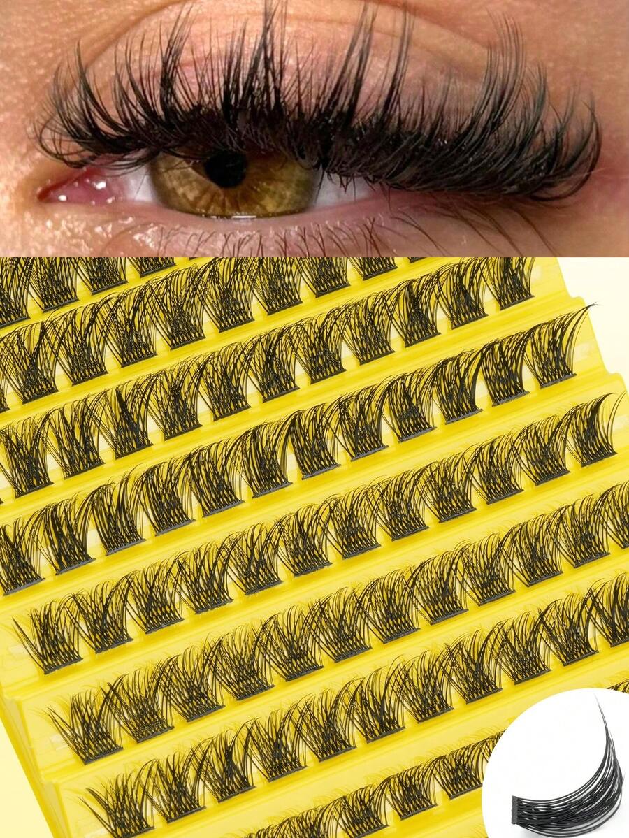 120 Clusters Of False Eyelashes D Curl 8-16mm Cross Light Style Daily Cluster Eyelashes Thin Band Natural False Eyelashes - D - 查看 1