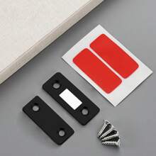 1 Packung ultra dünner Schranktür-Magnetverschluss mit 4 Schrauben, schwarzer Schubladenmagnetriegel mit Klebstoff, Magnetverschlüsse für Schiebetürenschluss Küchenschrank Schließer