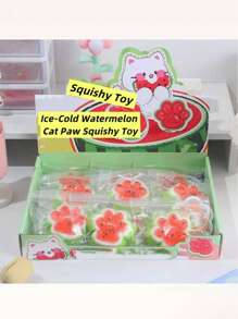 1pc Ice-Cold Watermelon Cat Paw Squishy Toy, Cat Claw Squeezing Toy, Super Soft Stress Relief Squeezing Toy, Cat Paw Pressure Release Toy, Soft, Sticky TPR Cat Claw Squeezing Fun Toy, Stress Relief Toy, Festival Toy, With Or Without Lanyard, Shipped Randomly, Gift For Boys And Girls, Gift For Birthday, Gift For Party