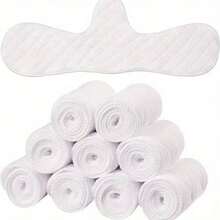 10-Pack Reusable Breastfeeding Chest Pads - Sweat-Absorbing, Washable & Comfortable Nursing Essentials, Soft Knitted Fabric With White Quilting Design, Stackable For Daily Use, Durable Privacy Underwear For Moms, Nursing Clothes For Breastfeeding - 10PCS-白色 - 查看 2