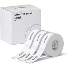 - Cinta para etiquetadora D11/D110/D101, 12 x 40 mm, 480 etiquetas, 3 rollos, blanco - 14x50mm blanco - Ver 1