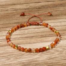 Vòng tay hạt đá mã não rêu phong cách Boho tự nhiên 4mm, trang sức đá tự nhiên thủ công, thích hợp cho phụ nữ làm phụ kiện mùa hè và quà tặng - 17cm,4mm - Xem 15