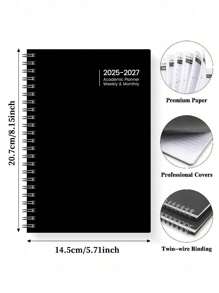 1 Stück Wochen- und Monatsplaner in Spiralbindung für die Zeitspanne Juli 2025 - Juni 2027 (Schwarz, Pink, Grün) für Produktivität, zur Aufzeichnung von Privatem, Arbeit und Schule, passend für die Semesteranfang