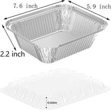 100 Pack 2 Lb Rectangular Disposable Aluminum Foil Pan 32 Oz Take Out Food Containers With Clear Plastic Dome Lids, For Catering, Baking, Roasting Food - Beige - View 5