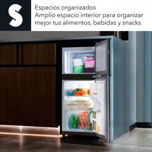 SIGNA Mini Refrigerador 86L 3 pies cubicos Frigobar Compacto Silver Refrigerador Pequeño Con congelador de Acero Inoxidable Ideal Para Espacios Pequeños Frigobar Mini Multifuncional (Gris)