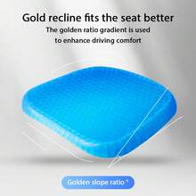 1pc Ultra-Comfortable Honeycomb Gel Seat Cushion Set With Breathable Fabric - Cool And Comfortable For Office, Car, And Home Chairs | Breathable, Soft Fabric Hip Pad For Long Sitting Use - 藍色 - 查看 5