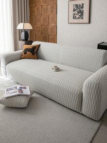1 tấm vải bọc ghế sofa co giãn Jacquard vải nỉ màu trơn, vừa vặn với ghế sofa 1/2/3/4 chỗ ngồi, thích hợp cho tiệc ngoài trời trong nhà, ngày lễ, thân thiện với vật nuôi, chống bẩn, chống trầy xước, có thể giặt bằng máy, có dây đai chống trượt - Màu Xám nhạt - Xem 6