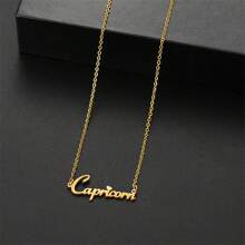 1 pieza Collar con colgante de los 12 signos del zodiaco en inglés, de acero inoxidable, accesorio de joyería con capas sencillo y personalizado para mujeres