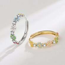 1 Fashionable New Four Leaf Clover Elegant And Dignified Ring, Niche High-End Light Luxury Moissani Diamond Ring, Adjustable Fashion Couple Pairing Ring Wholesale
