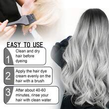 Eelhope 100ml Silver Gray Color Hair Dye Cream For Men's And Women, Granny Hair Permanent Washable Styling Hair Coloring For Fashionable Looks & Nourished Hair No Damage Lasting Hair Color For Unisex Smoky Gray Punk Style, Festival Gift, Natural Herbal Hair Dyeing Cream - 灰色 - 查看 9