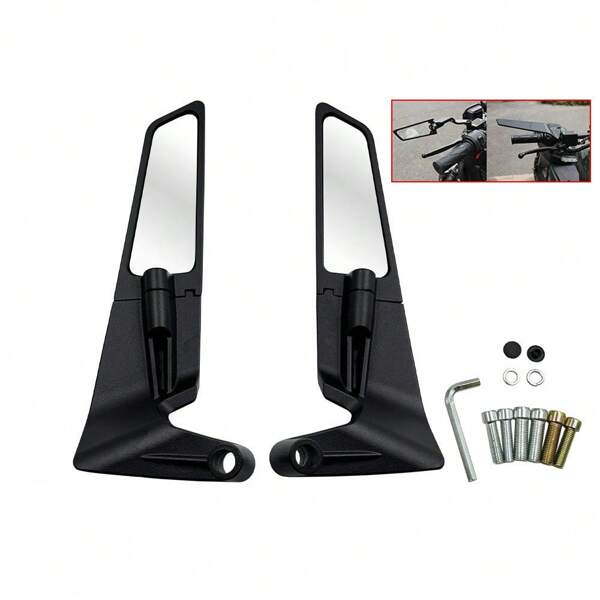 Motorcycle Mirrors Universal 10MM And 8MM Stealth Mirrors Motorcycle Wind Wing Side Mirrors Rotating Rear View Mirror Compatible With 390 250 MT-07 Kawasaki Z400 Z650 Z900 Z1000 Etc