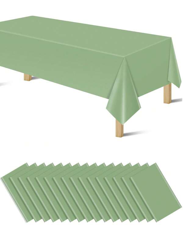 1pc Green Plastic Tablecloth,Solid Color Waterproof Rectangular Party Table Cover,Light Green Disposable Tablecloth,Suitable For Birthday,Dining,Graduation, Restaurant,Wedding Decoration Tablecloth,Christmas,Bachelorette Parties,Easter,Valentine's Day