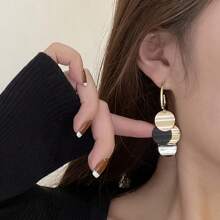 Pendientes vintage de gota larga con bloques de color y borlas para mujeres