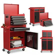 GOFLAME 5-Drawer Rolling Tool Chest High Capacity Tool Storage Cabinet With Lockable Wheel - Rojo - Ver 1