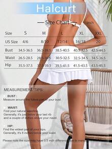 Halcurt Women's Low Waisted Ruched Ruffle Swim Skirts With Hipster Bikini Bottoms Tummy Control Swimsuit - White - View 6