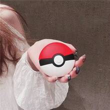 A Red, White And Black Color - Matched Spherical Protective Case Is Suitable For AirPods 1/2 Wireless Earphones. It Is A Cute, Cartoon - Style, Three - Dimensional, Drop - Resistant Soft Silicone Protective Case For Wireless Earphones. - ball - 查看 6