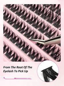 Rikuaild 10排110片独立3D蓬松假睫毛单簇睫毛延长分段自然貂狐狸眼妆效果睫毛 - D - 查看 6