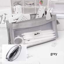 Transparent 5 Layer Mesh Bag Pen Pencil Case Visable Pocket Storage Pouch For Stationery School,Pencil Pouch,School Bag, School Supplies,Back To School