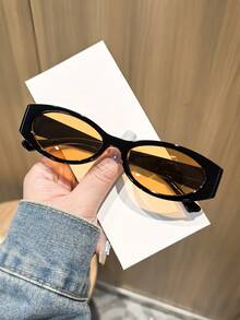 1 副女士亚克力复古椭圆形镜框时尚眼镜，适合夏季外出、日常服装装饰和 Y2K 配饰 - 彩色 - 查看 2