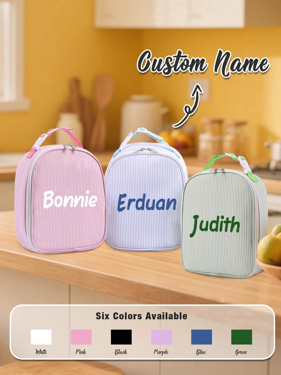 1 件个性化大容量午餐盒袋，定制名字午餐手提袋，个性化保温午餐盒袋，手提铝箔冰袋，午餐袋，野餐收纳袋，适合户外旅行