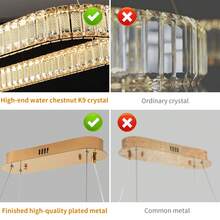 Gold Chandelier Modern Chandelier Light Fixture For Dining Room Chandeliers Ceiling Hanging Living Room Oval Small Chandelier Contemporary Island Kitchen Luxury 3-Way Dimmable L31inch - 金色 - 查看 5