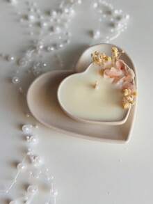 2PCS/Set - Heart-Shaped Tray Mold + Heart-Shaped Plate Mold, DIY Creative Simple Jewelry Storage Tray Candle Holder Plaster Mould, Home Decoration Ornaments Silicone Mold, Handicraft Production Epoxy Resin Casting Molds - White - View 3