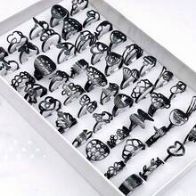 20pcs/Pack Minimalist Cutout Stainless Steel Rings Set For Women, Mixed Styles Hollow Personalized Couple Rings For Party/Daily Wear, Fashion Jewelry Best Gift, Random Shipping - Multicolor - View 7