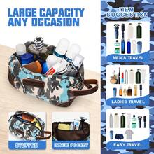 Men's Toiletry Bag, Leather And Canvas Travel Toiletry Bag, Dopp Kit For Men, Travel Bathroom Bag Men's Shaving Kit, Travel Kit Small Bags For Men, Shaving Bag For Travel (Camo-Blue) - 藍色 - 查看 7