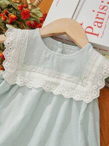 Girls' Lightweight Sleeveless Plaid Dress, Spring/Summer - Green - View 2