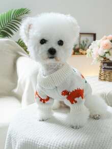 1 pezzo Vestiti per animali domestici, Maglione casual e comodo con motivo a dinosauro colorato per cani e gatti di piccola taglia - Multicolore - Visualizzare 4