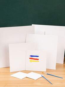 1 块绘画用画布，4x4、4x6、5x7、6x6、7x9、8x8、8x10、8x12、10x10 英寸，成人和儿童美术用品 - 适用于丙烯画、油画、水彩画、蛋彩画的底漆画布，适合初学者绘画的底漆画布板，返校用品，学校用品 - 白色 - 查看 12