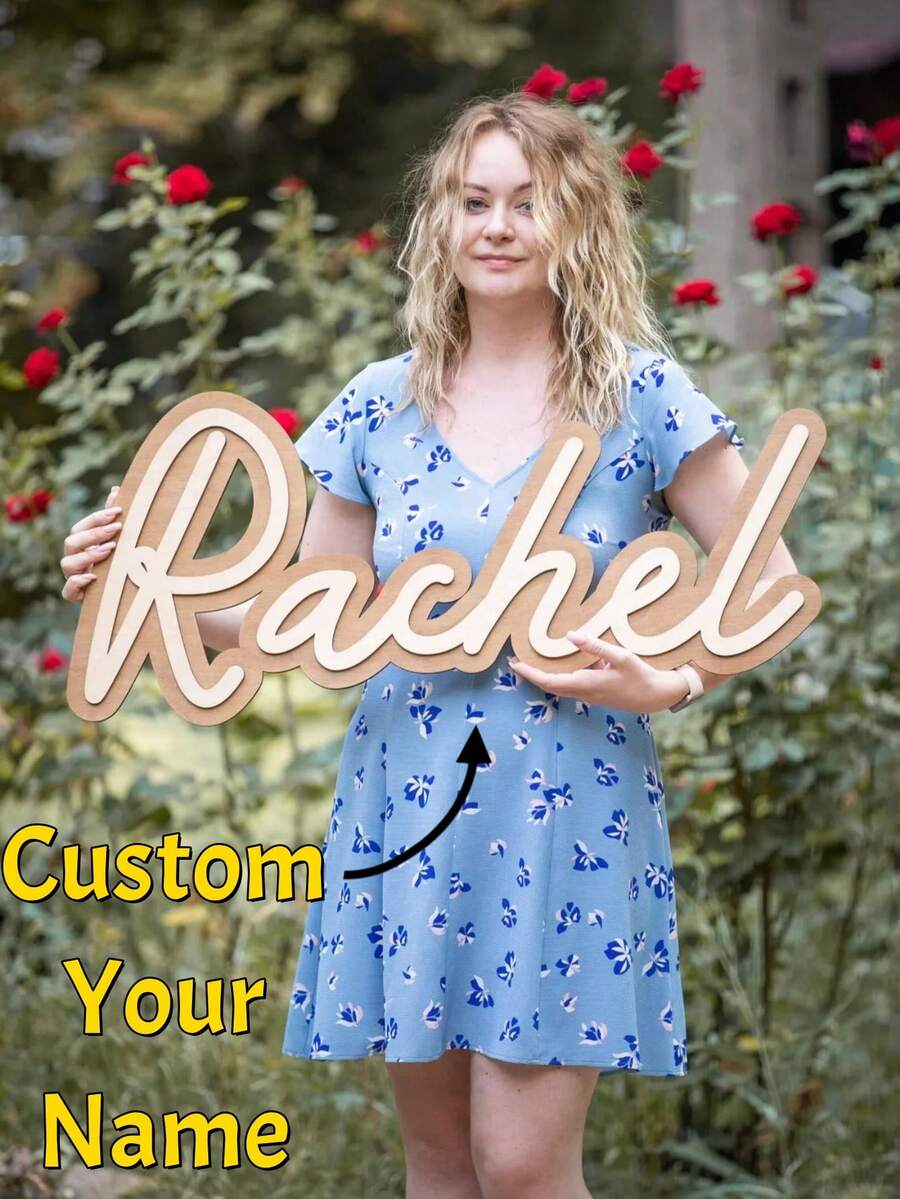 Customized Wooden Name Plaque | Bohemian Style Name Plate | Girls Name Plate | Baby Crib Name Plate | Baby Shower Gift | Multi-Layer Name Plate | Large Wooden Name Plate,Graphic Print - Multicolor - View 1
