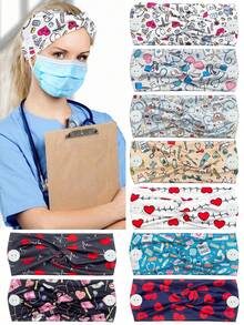 Khăn bandana nữ 1 chiếc, băng đô y tế co giãn mới dành cho nữ, băng đô cài chéo chống siết chặt, khẩu trang có nút cài, in hình hoạt hình trái tim xe cứu thương, băng đô thể thao chống mồ hôi, băng đô y tế co giãn tập thể dục unisex, băng đô thể thao thoáng khí chống trượt, phụ kiện tóc thời trang mùa thu đông, băng đô cài tóc cho trang phục đi nghỉ mát, khăn choàng thanh lịch cho nữ, trang phục mùa hè, lễ hội, tiệc tùng. - Nhiều màu - Xem 12