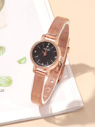 1pc Fashionable And Creative Versatile Small Personalized Women's Quartz Watch, Round Simple Dial, Alloy Strap, Sisters Lovers' Watch, Suitable For Daily Wear And Holiday Gifts