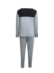 2pcs/Set Casual Color Block Long Sleeve Zip Up T-Shirt And Pants Outfit