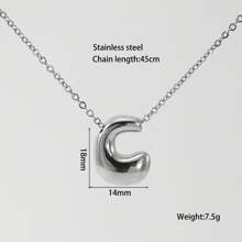 1 pieza Collar con colgante de letra asimétrica, Cadena de acero inoxidable O personalizada engrosada con letra 3D estampada en color metálico con electrochapado al vacío, nuevo.
