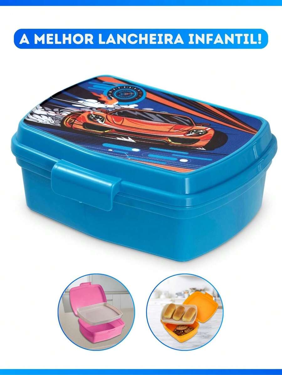 Plastic School Lunch Box For Children With Dividers And Locks - Cars - View 1