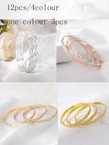 3-częściowe faliste bransoletki dla dziewcząt, modne, codzienne akcesoria