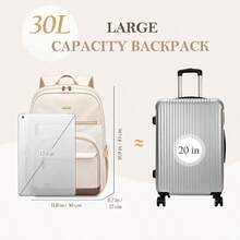 TENSTAR Laptop Backpack For Women Computer Backpack Fit 16 Inch Notebook Large Capacity Backpack Women Casual Daypack For Travel Beige-0029 - Beige - View 4