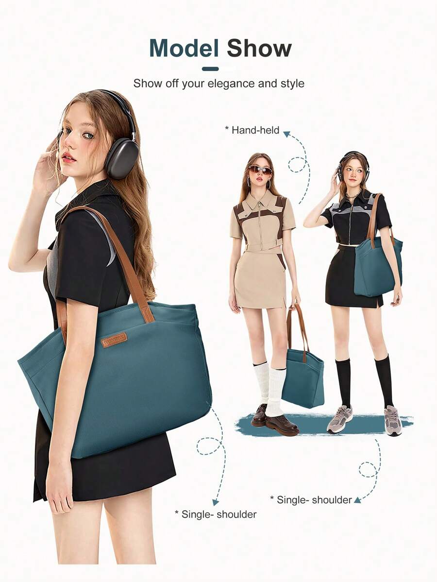 Floless Bolso de mano tipo tote para mujer, bolso de negocios para computadora portátil de 14 pulgadas, bolso de hombro casual con compartimento para computadora, bolso de gran capacidad con cremallera, bolso hobo de viaje y trabajo para mujer.