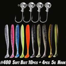 10pcs/30pcsSoft Fishing Lures Kit Silicone Lure Set Artificial Bait Worm With 4pcs /10pcs Crank Jig Head Hook - Multicolor - View 5